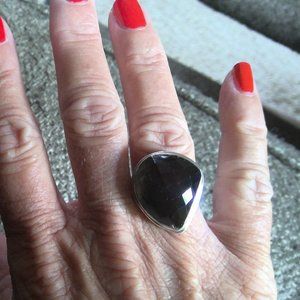 Large brown stone set in sterling silver